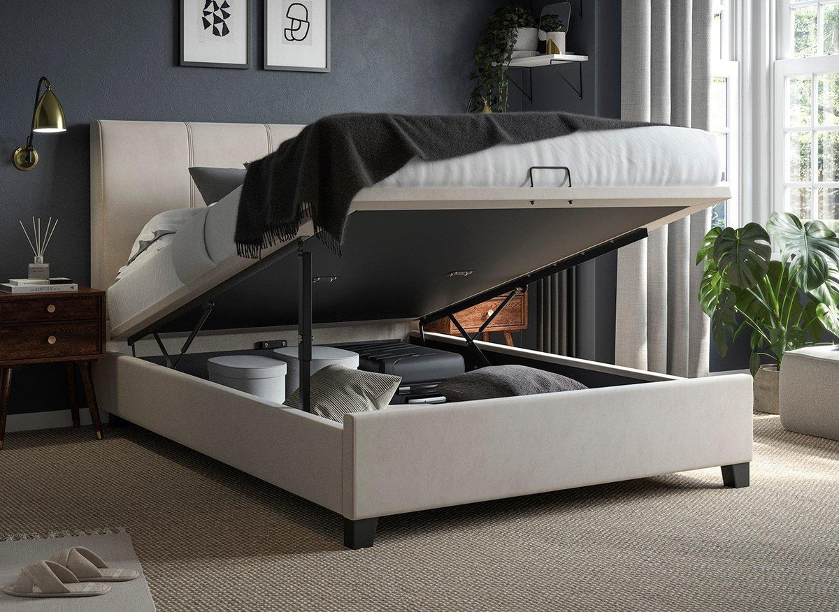 Dreams Francesca Grade B Natural & Suede Touch Super King Ottoman Storage Bed RRP £999