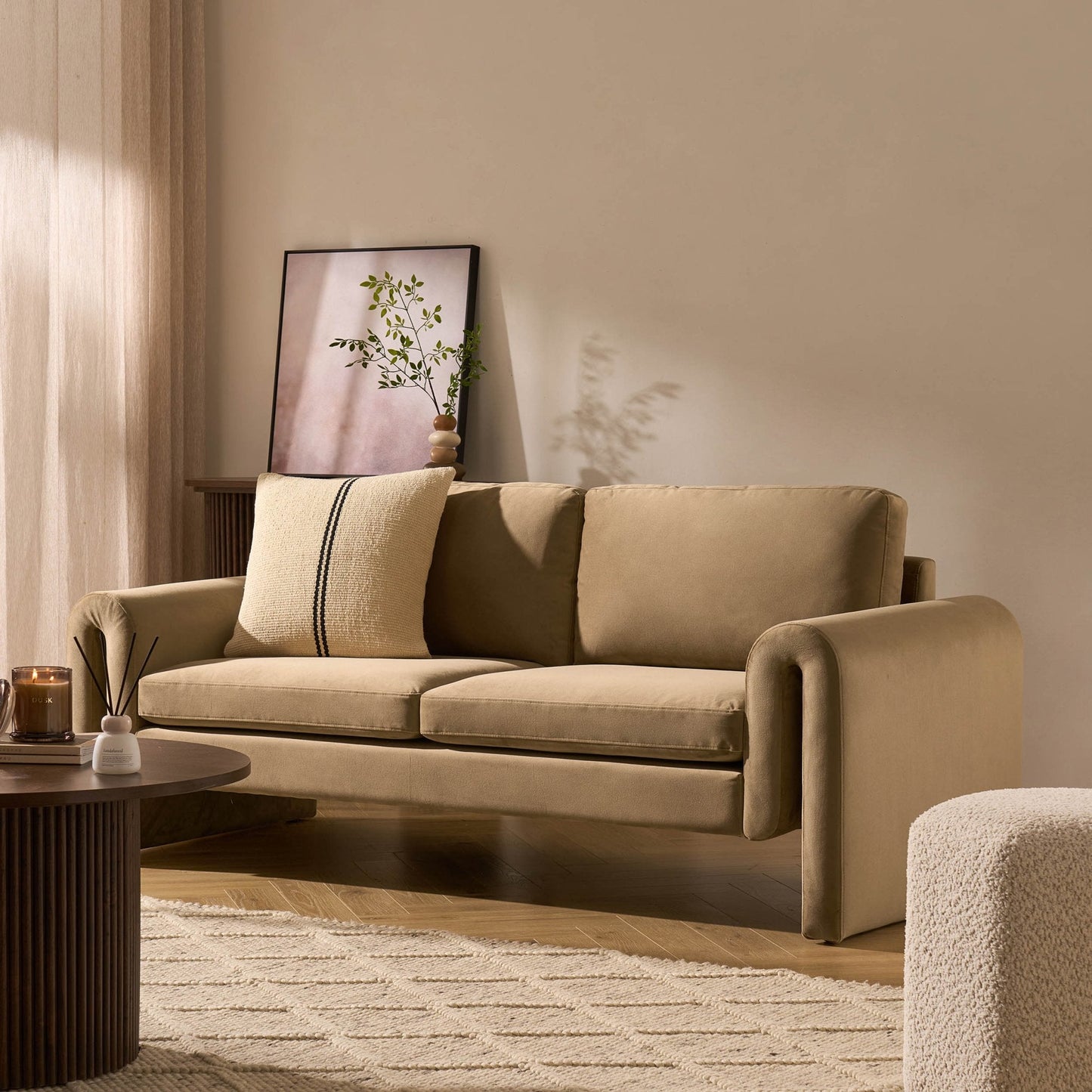 Dusk Grade B Marseille Latte Velvet 3 Seater Sofa RRP £450.00