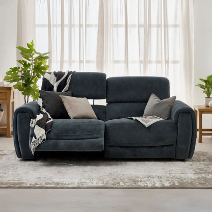  Oak Furnitureland Grade B Arabella Shadow Fabric 3 Seater Power Recliner Sofa RRP £1700