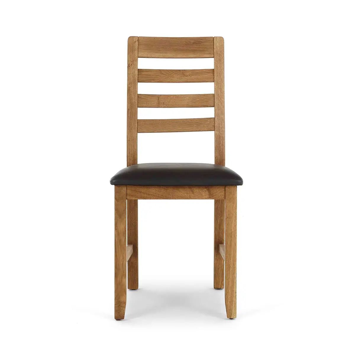 Roseland Grade B Furniture Harvey Oak & Brown PU Dining Chair - Set of 2 RRP £240