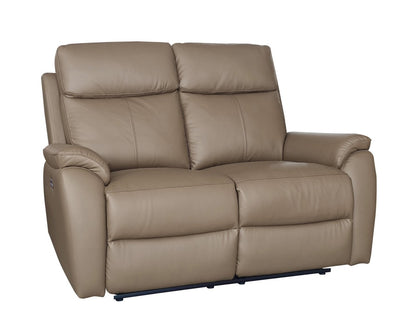 Aspire Kingsmere Grade B Mushroom Leather 2 Seater Power Recliner Sofa RRP £1500