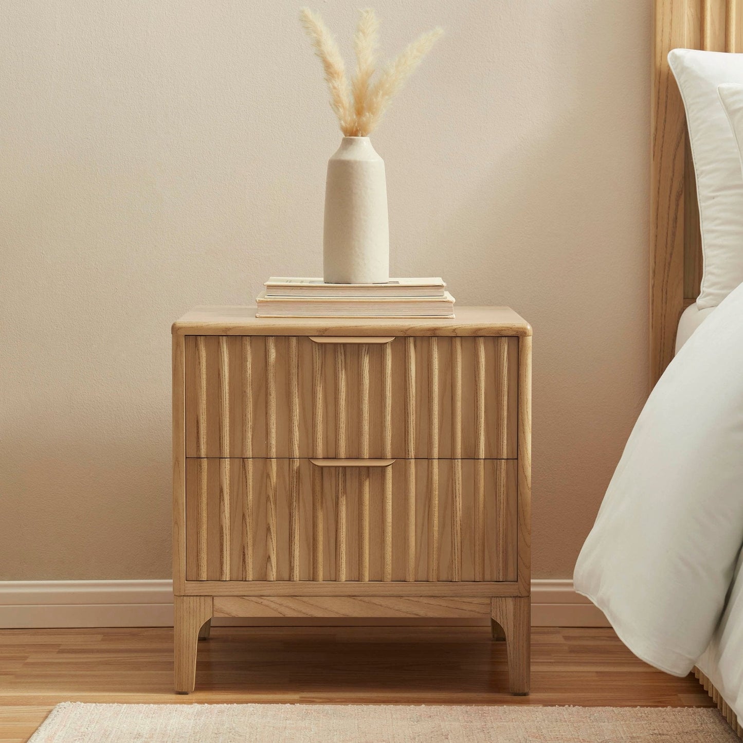 DUS-CC2-06483 Grade-B Dusk Elena Ash 2 Drawer Bedside Table - Light Wood RRP £139.00
