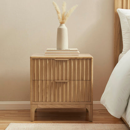 DUS-CC2-06483 Grade-B Dusk Elena Ash 2 Drawer Bedside Table - Light Wood RRP £139.00
