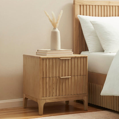 DUS-CC2-06483 Grade-B Dusk Elena Ash 2 Drawer Bedside Table - Light Wood RRP £139.00