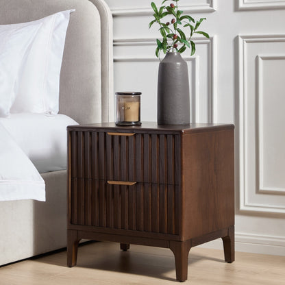 DUS-CC2-06473 Grade-B Dusk Elena Ash 2 Drawer Bedside Table - Walnut RRP £139.00
