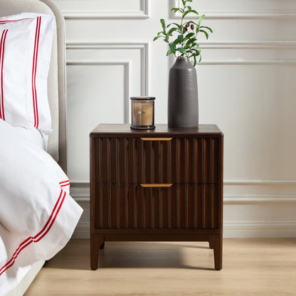 DUS-CC2-06473 Grade-B Dusk Elena Ash 2 Drawer Bedside Table - Walnut RRP £139.00