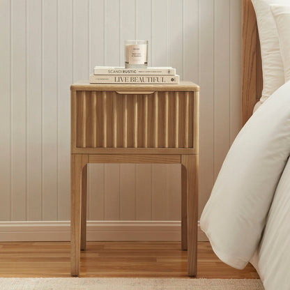 DUS-CC2-05196 Grade-B Dusk Elena Ash 1 Drawer Nightstand - Light Wood RRP £129.00