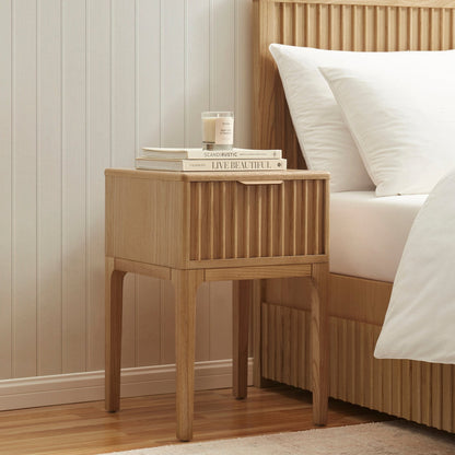 DUS-CC2-05196 Grade-B Dusk Elena Ash 1 Drawer Nightstand - Light Wood RRP £129.00
