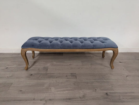 DRE-FUR-00176 Grade-B Dreams Dreams Sienna Beau Bench Blue velvet RRP £499 RRP £499.00