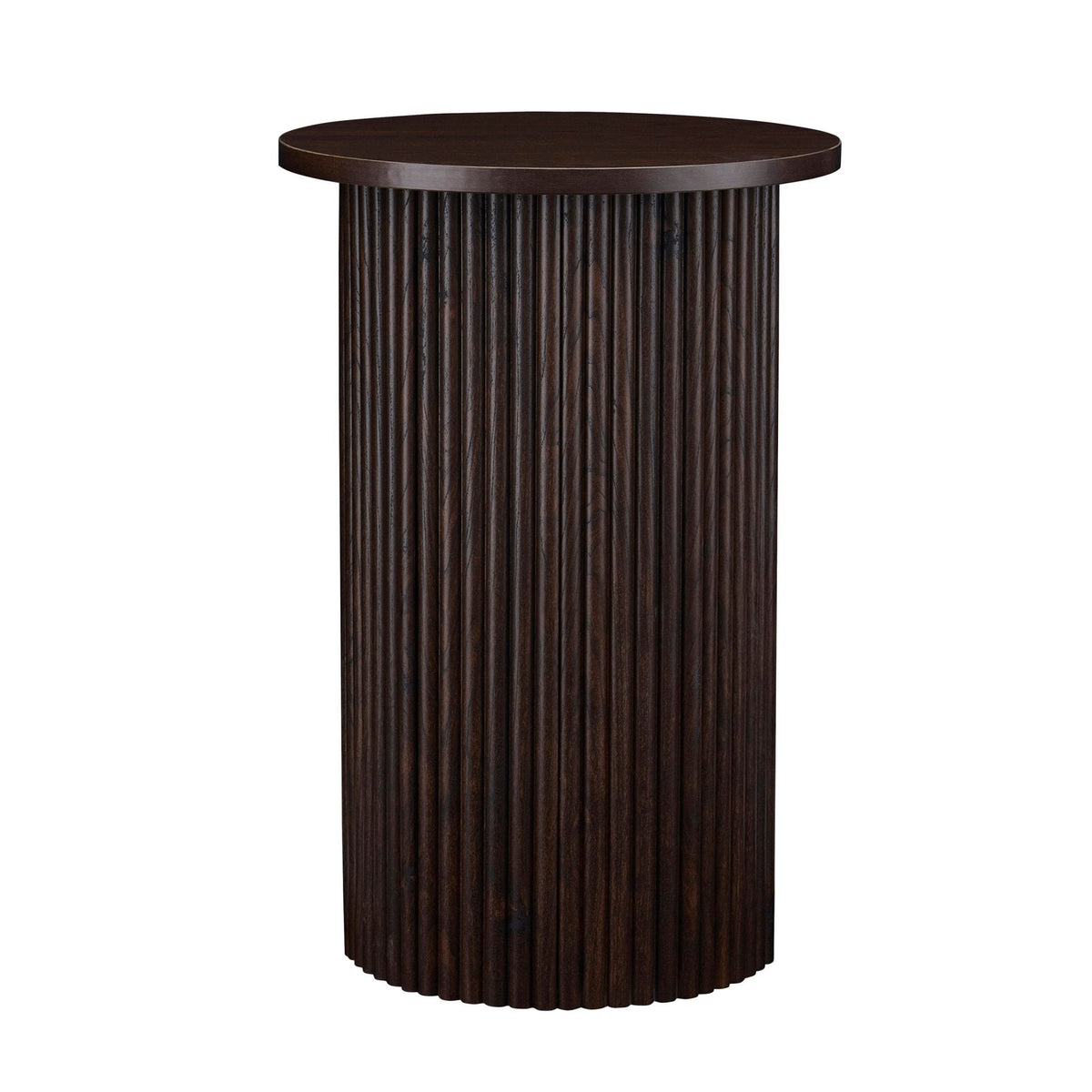 DUS-CC2-06929 Grade-B Dusk Hattie Round Pedestal Side Table - Walnut RRP £129.00