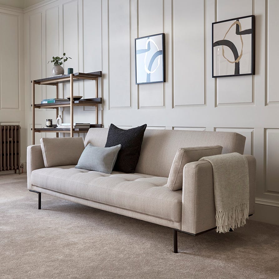 Dusk Hudson Grade B Stone Grey Linen Look Click Clack Sofa Bed RRP £339