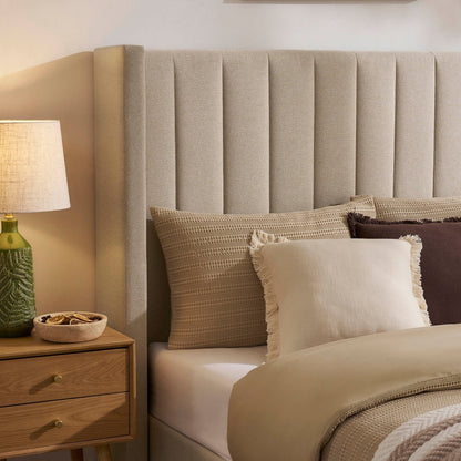 Dusk Madison Grade B Oatmeal Linen Look King Size Ottoman Storage Bed RRP £389
