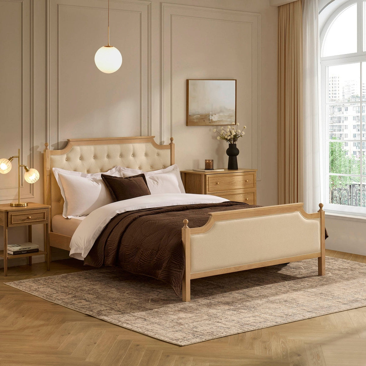 Dusk Luxor Grade B Cream Linen Double Bed Frame RRP £429