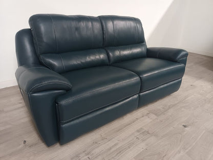 Oak Furniture Land Grade B Austin Blue Leather 3 Seater Electric Recliner Sofa RRP £1900