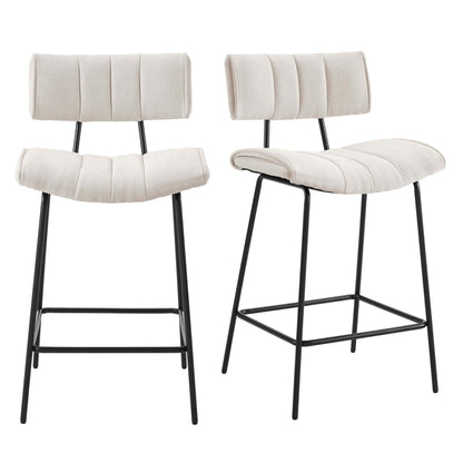 DUS-CC2-07631 Grade-C0 Dusk Fearne Set of 2 Barstools - Ivory Chenille RRP £159.00