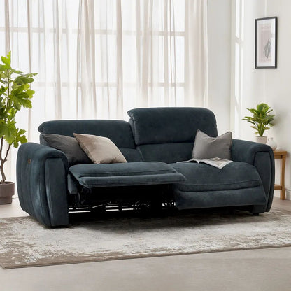  Oak Furnitureland Grade B Arabella Shadow Fabric 3 Seater Power Recliner Sofa RRP £1700