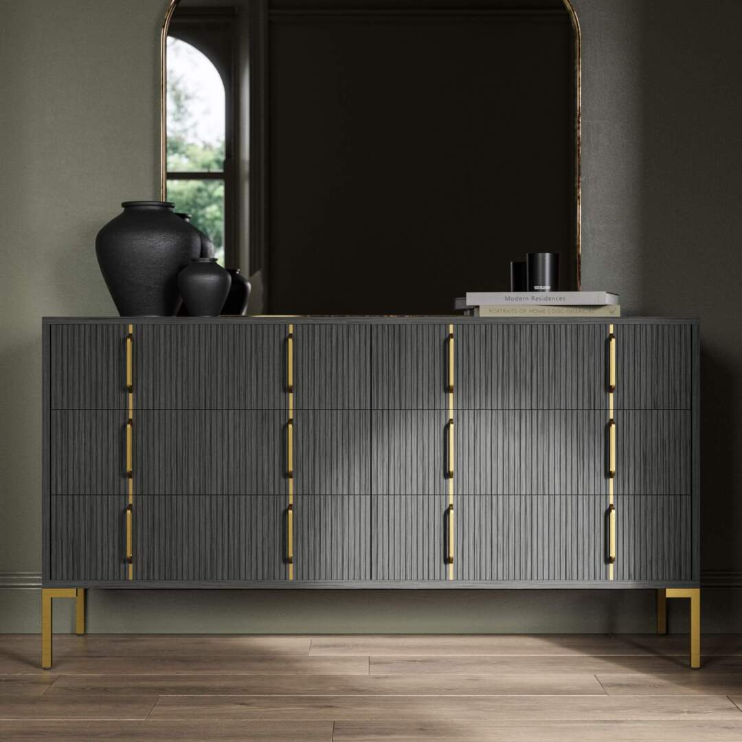 Dreams Camber Grade B Charcoal Grey Acacia 6 Drawer Chest of Drawers RRP £1099