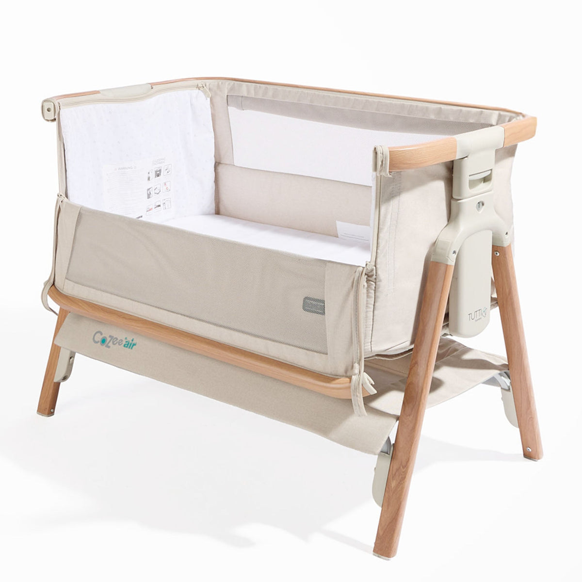 Tutti Bambini Grade B CoZee Air Bedside Crib - Scandinavian Walnut/Ecru RRP £225