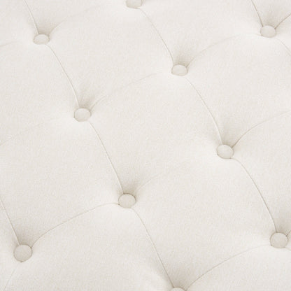 DUS-CC2-06745 Grade-B Dusk Knaresborough Button Back Coffee Table Pouffe - Cream Linen RRP £179.00