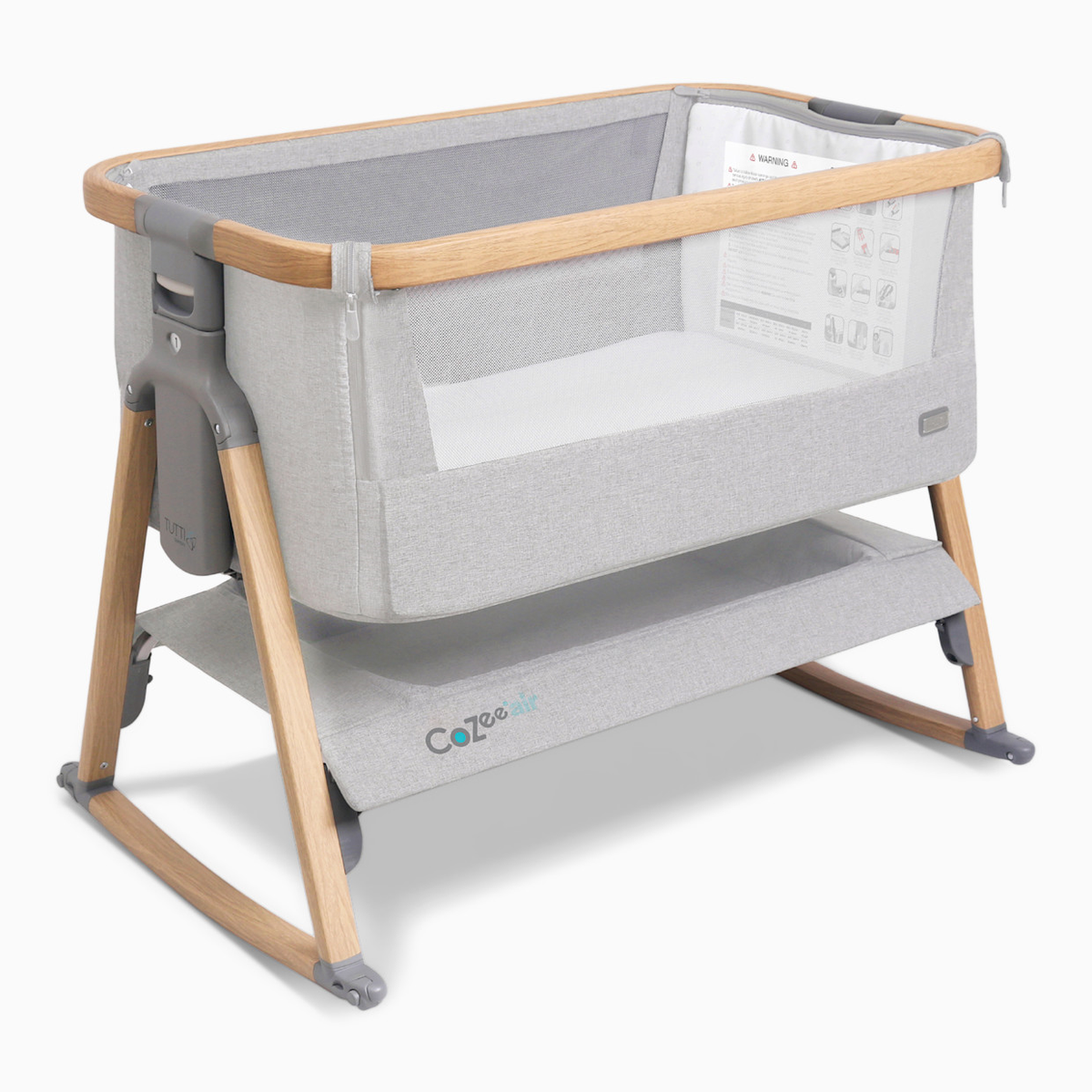 Tutti Bambini Grade B CoZee Air Bedside Crib - Oak / Sterling Silver RRP £225