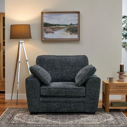  Oak Furnitureland Grade B Melbourne Enzo Slate Fabric Armchair RRP £950