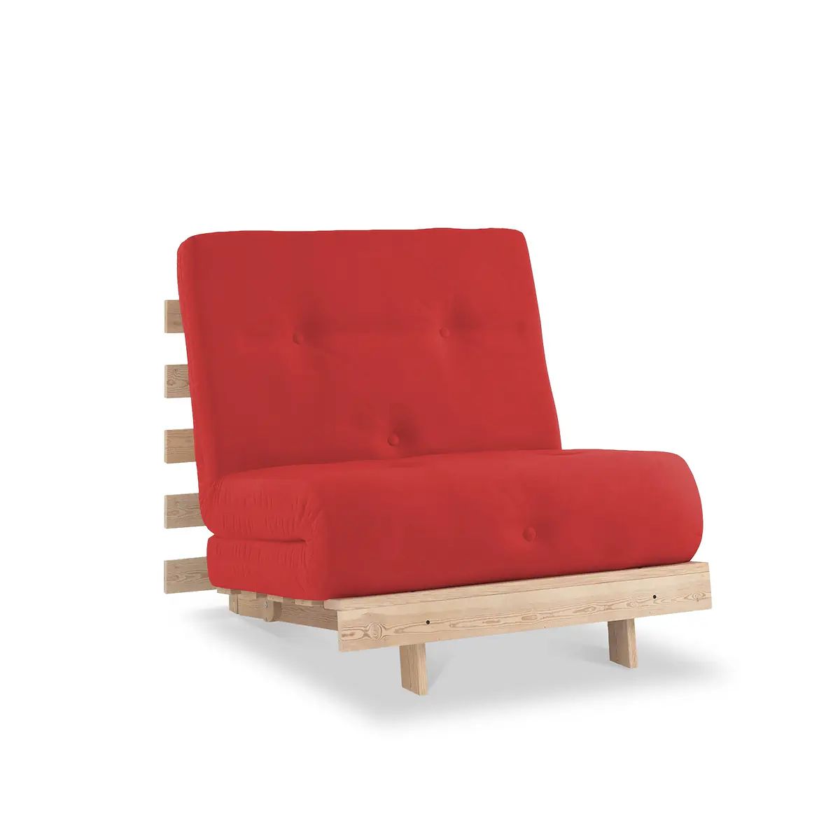 ROS-OUT-00711 Grade-B Roseland Furniture Maggie Red Cotton & Pine Single Futon Sofa Bed RRP £155.00