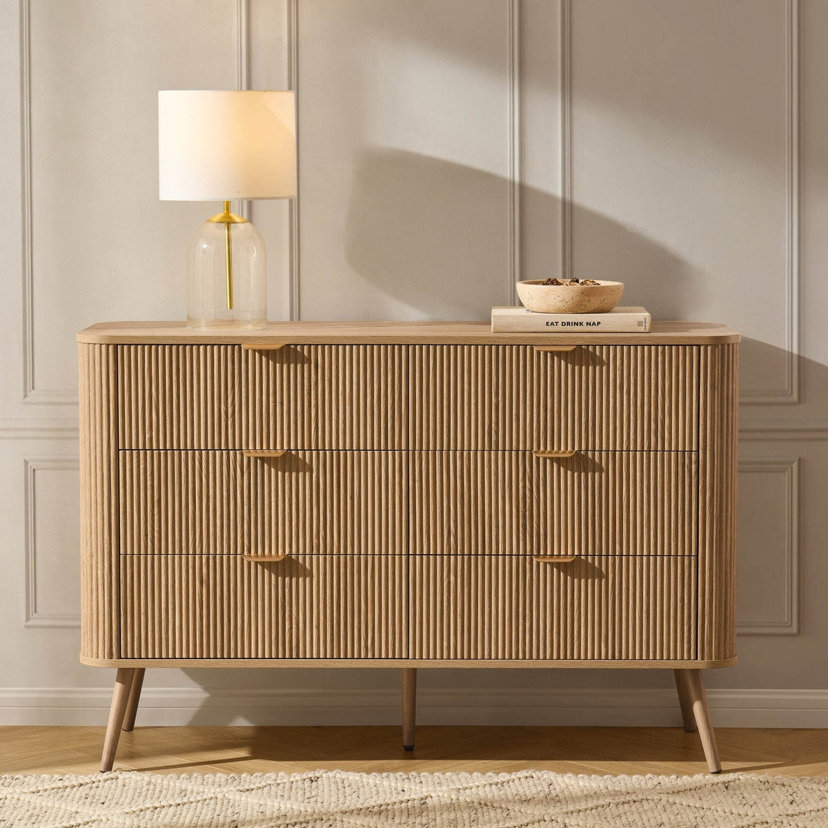 Dusk Grade B Hattie Light Wood 6 Drawer Large Chest of Drawers RRP £279