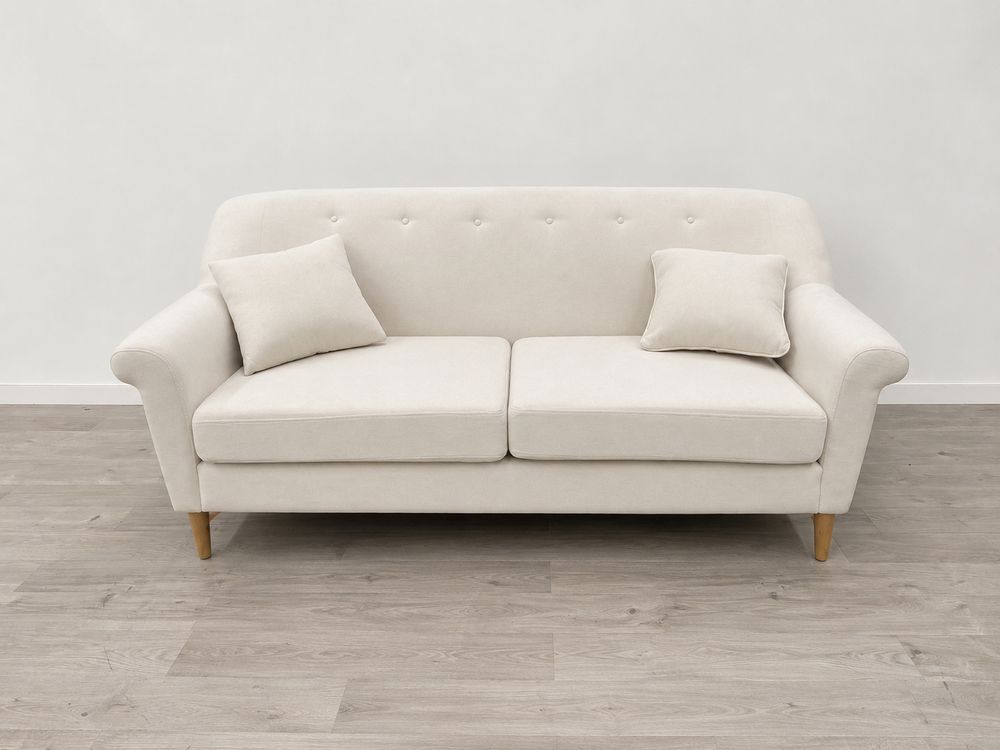  Contemporary Grade B Buttoned Natural Linen 3 Seater Sofa RRP £750