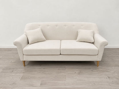  Contemporary Grade B Buttoned Natural Linen 3 Seater Sofa RRP £750