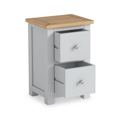 ROS-OUT-00535 Grade-C1 Roseland Furniture Duchy Grey & Oak 2 Drawer Bedside Table RRP £109.95