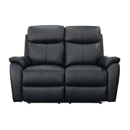 Aspire Kingsmere Grade B Black Leather 2 Seater Power Recliner Sofa RRP £710