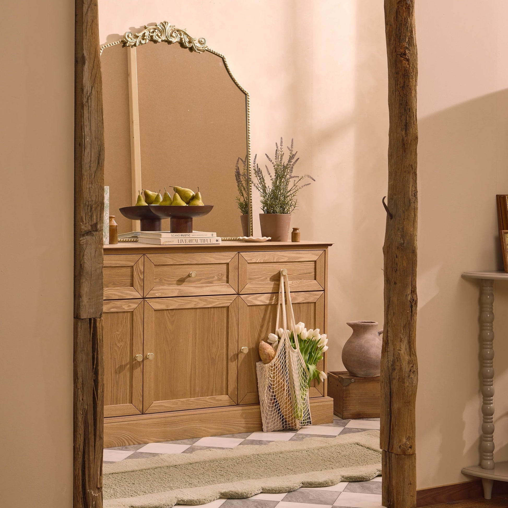 Dusk Grade B Ruby Light Wood 3 Door Sideboard with Drawers RRP £289