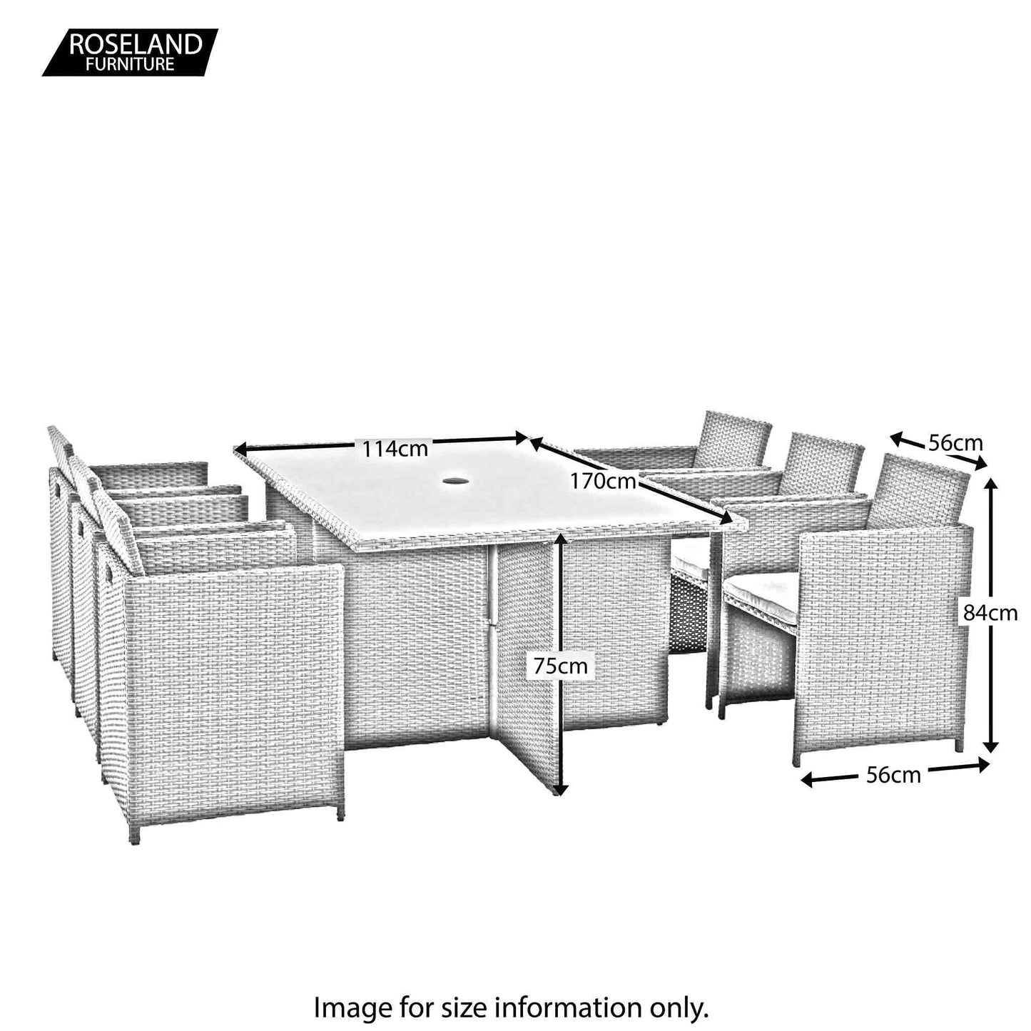 Roseland Grade B Furniture Vada Brown 6 Seat Rattan Cube Set RRP £1150