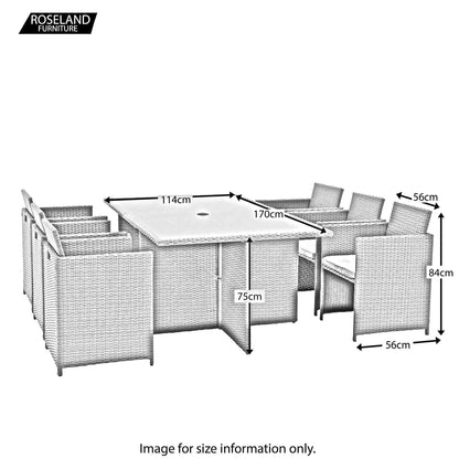 Roseland Grade B Furniture Vada Brown 6 Seat Rattan Cube Set RRP £1150