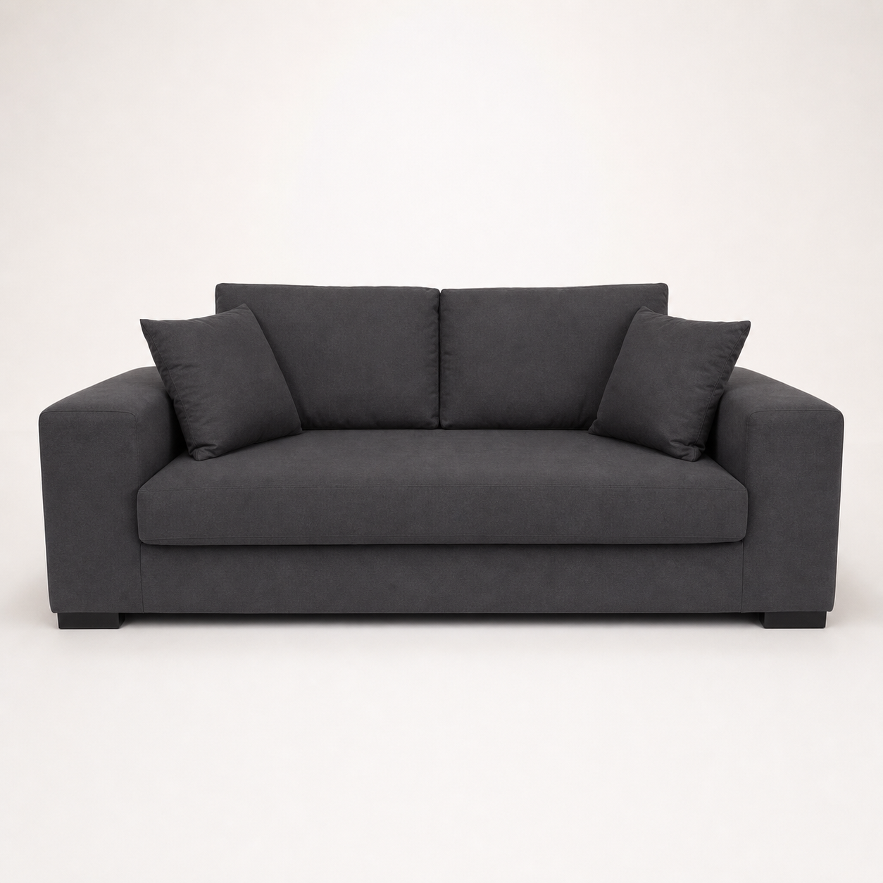 Minimalist Grade B Charcoal Block-Arm 2-Seater Sofa RRP £600