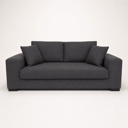 Minimalist Grade B Charcoal Block-Arm 2-Seater Sofa RRP £600