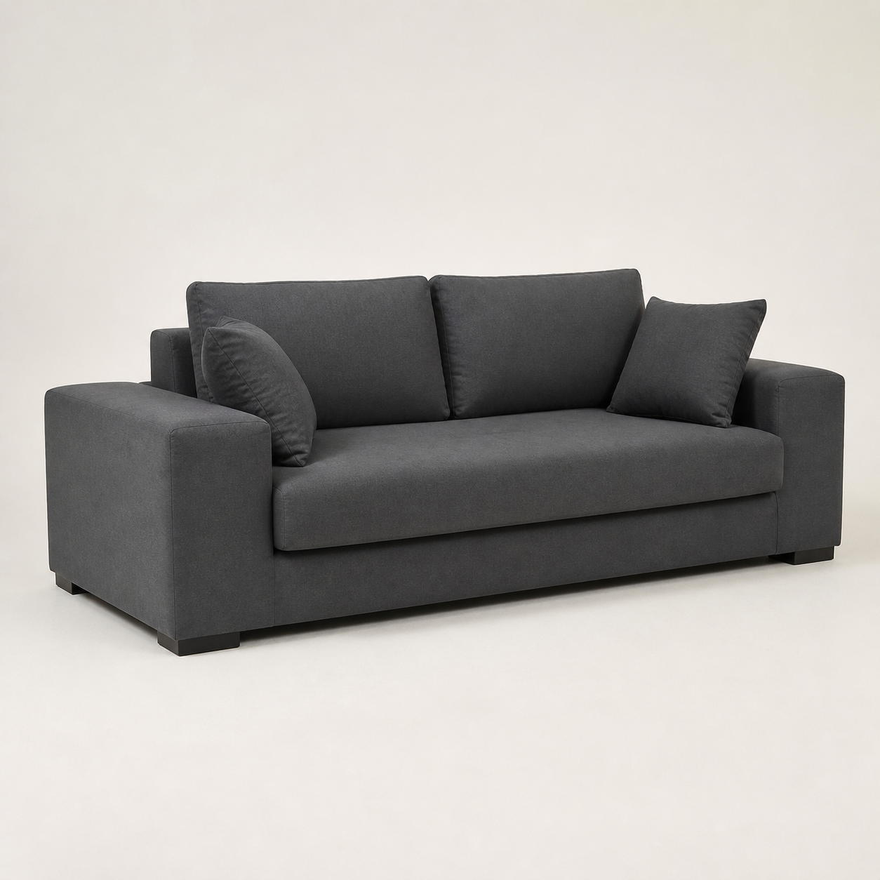 Minimalist Grade B Charcoal Block-Arm 2-Seater Sofa RRP £600