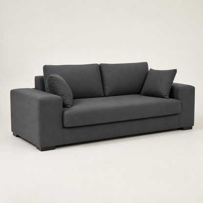 Minimalist Grade B Charcoal Block-Arm 2-Seater Sofa RRP £600