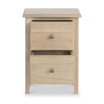 ROS-OUT-00874 Grade-B Roseland Furniture Celine Washed Oak 2 Drawer Bedside Table RRP £109.00