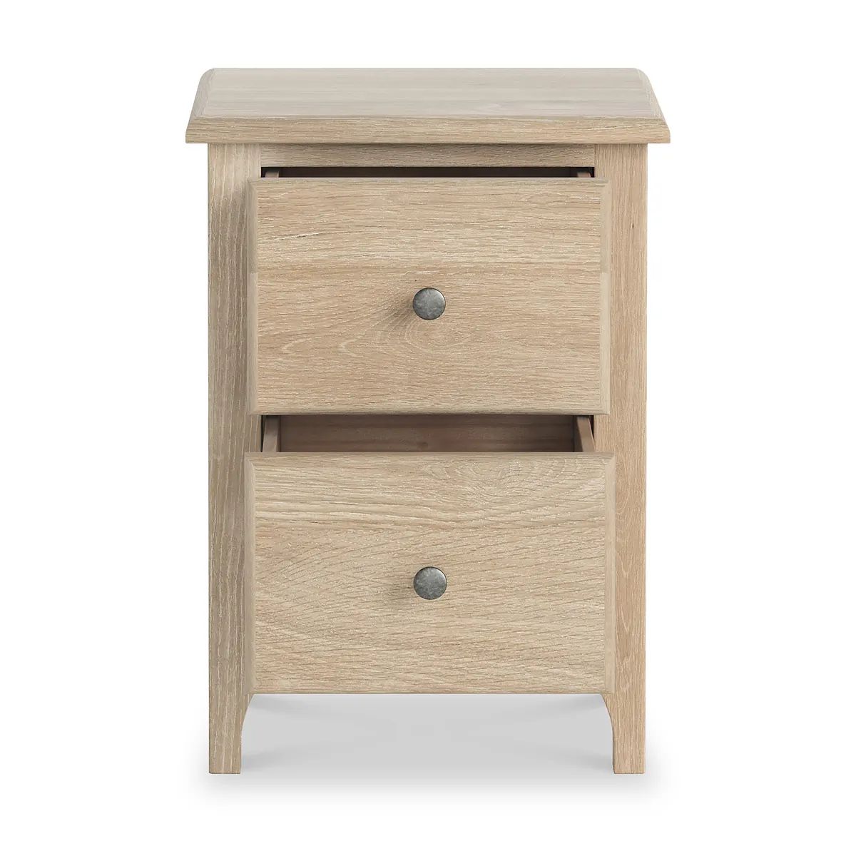 ROS-OUT-00737 Grade-C0 Roseland Furniture Celine Washed Oak 2 Drawer Bedside Table RRP £109.00