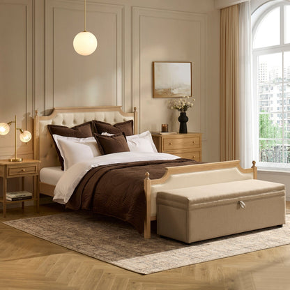 Dusk Luxor Grade B Cream Linen Double Bed Frame RRP £429