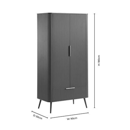 Dusk Hattie Grade B Walnut Effect 2 Door Double Wardrobe with Drawer RRP £339