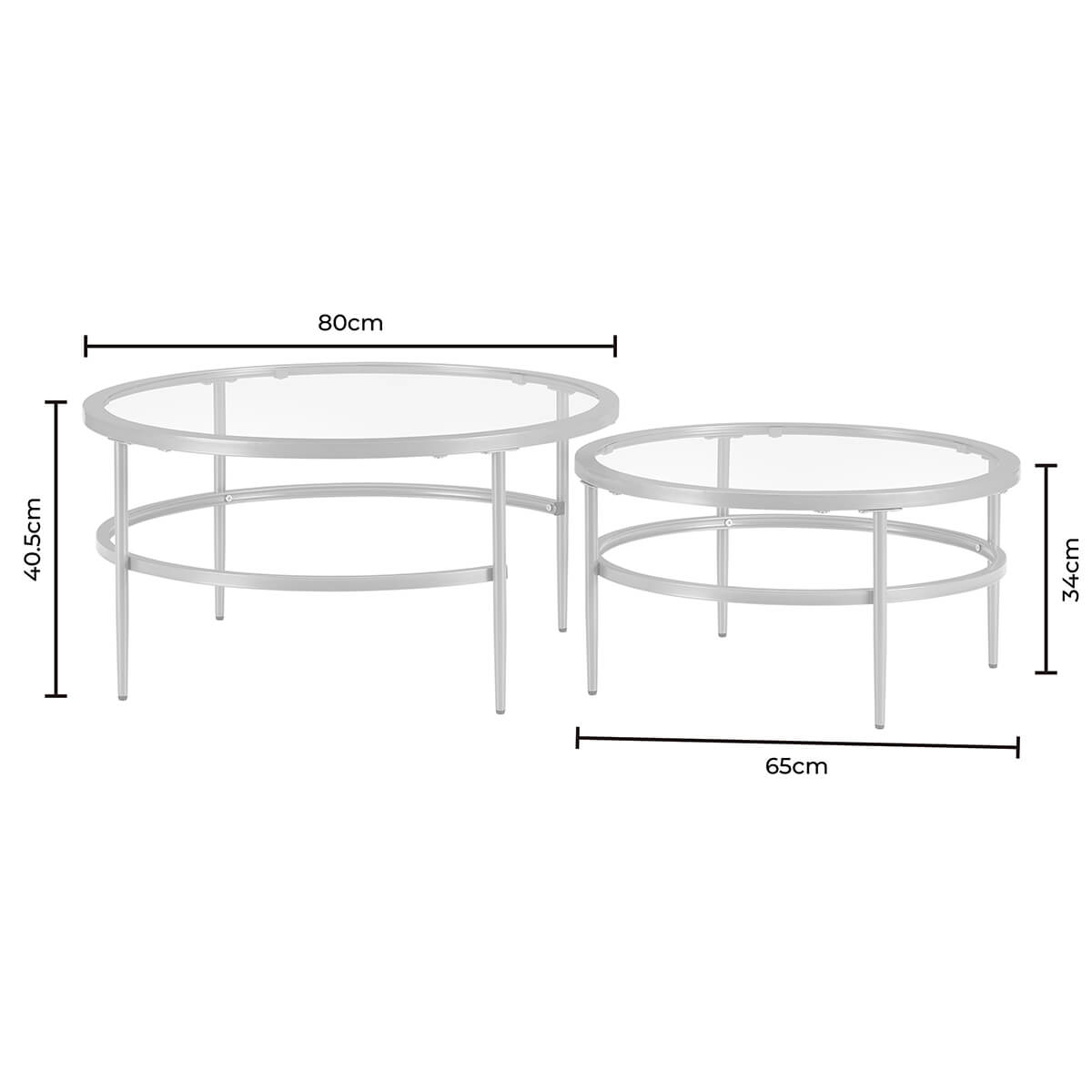 DUS-CC2-03877 Grade-B Dusk Glass Round Nesting Coffee Tables - Gold RRP £129.00