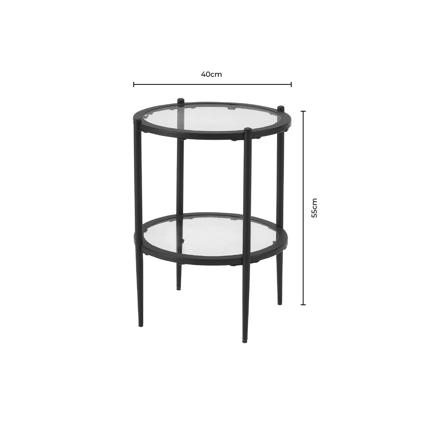 DUS-CC2-06502 Grade-B Dusk Glass Round Side Table - Black RRP £69.00