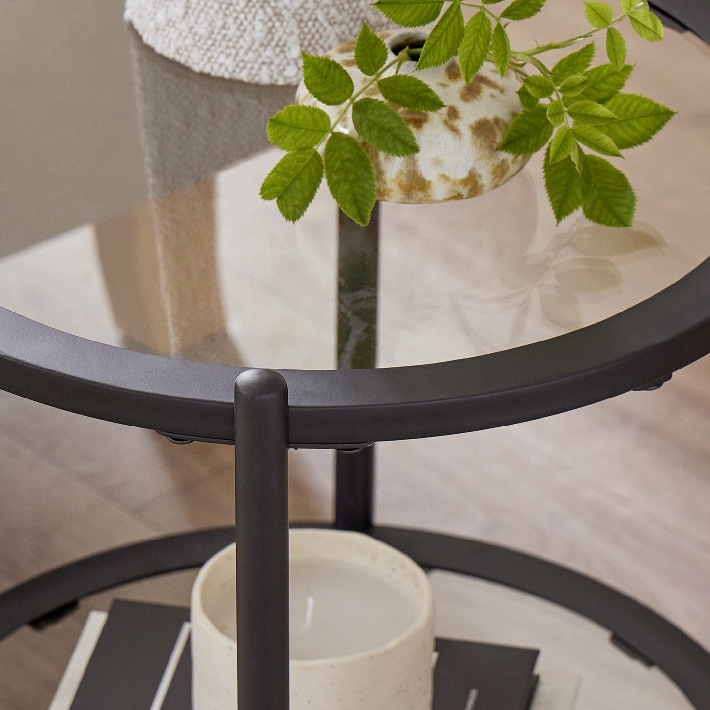 DUS-CC2-06502 Grade-B Dusk Glass Round Side Table - Black RRP £69.00