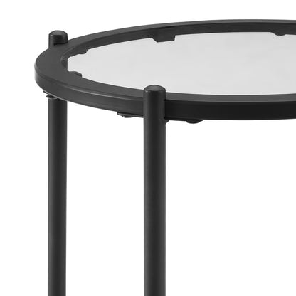DUS-CC2-06502 Grade-B Dusk Glass Round Side Table - Black RRP £69.00