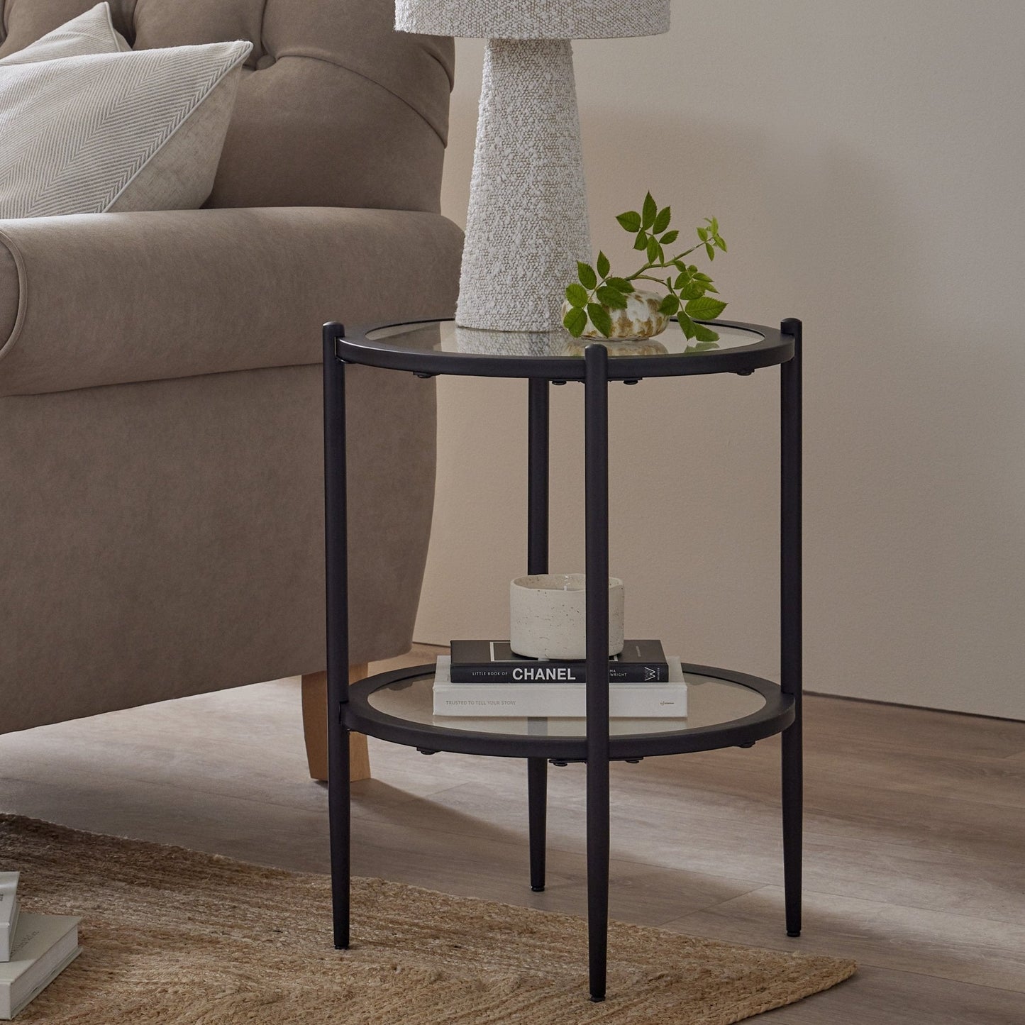 DUS-CC2-06502 Grade-B Dusk Glass Round Side Table - Black RRP £69.00