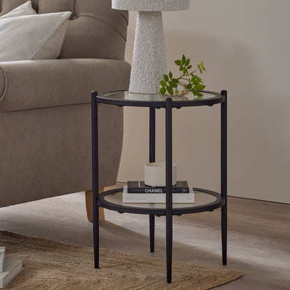 DUS-CC2-06502 Grade-B Dusk Glass Round Side Table - Black RRP £69.00
