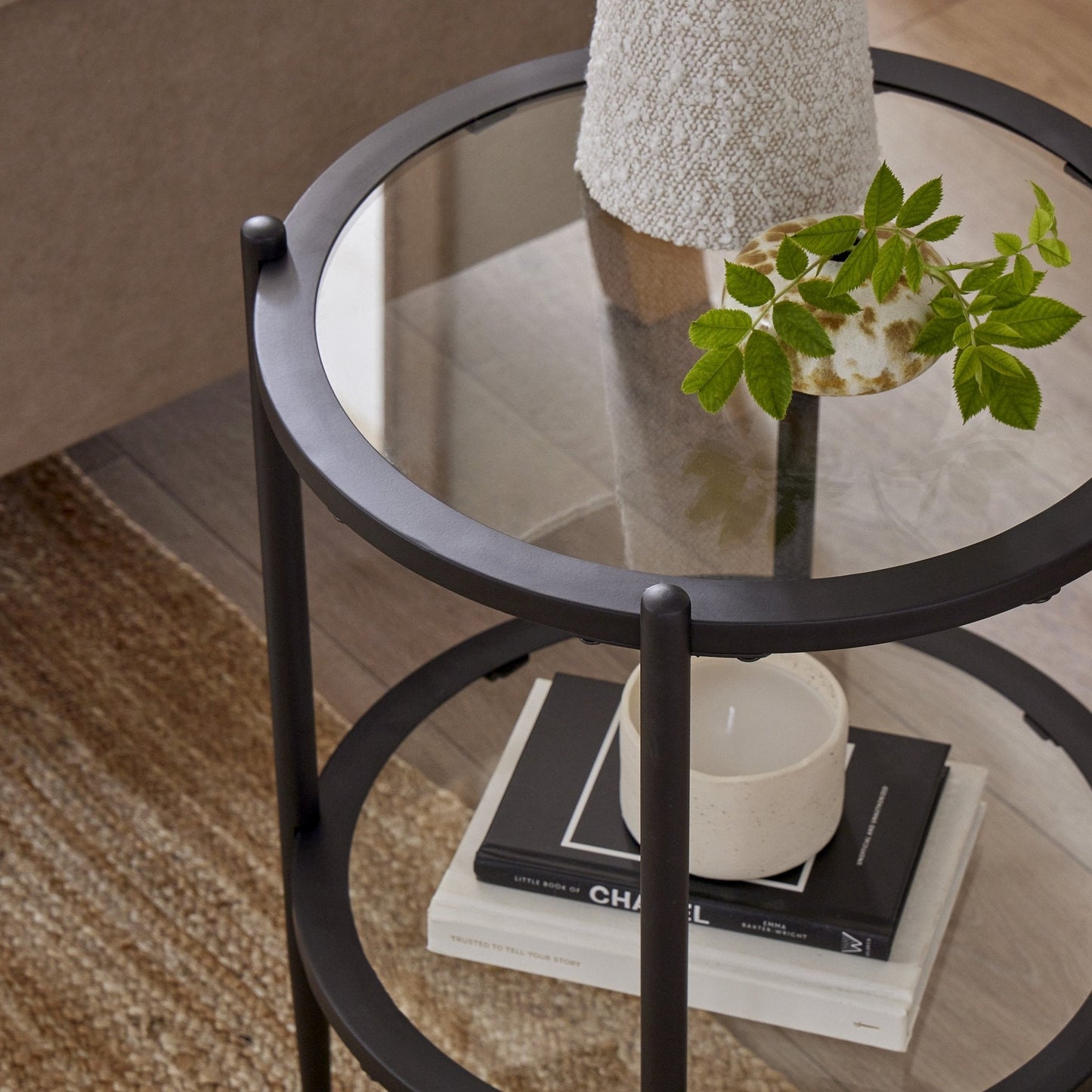 DUS-CC2-06502 Grade-B Dusk Glass Round Side Table - Black RRP £69.00