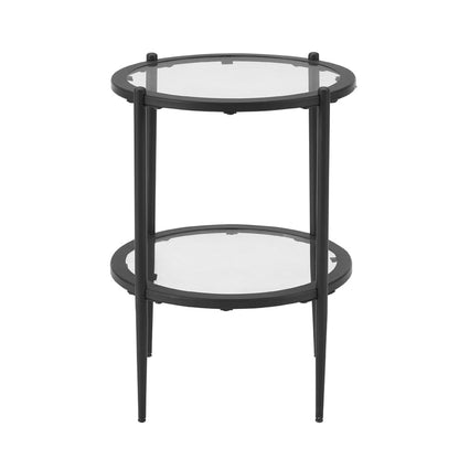 DUS-CC2-06502 Grade-B Dusk Glass Round Side Table - Black RRP £69.00